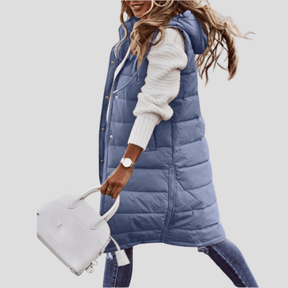 Women's Long Hooded Body Warmer - Vonnera