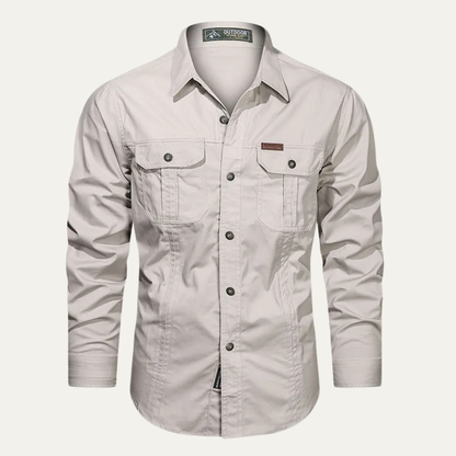 Men's Cotton Cargo Shirt Casual Button Up - Vonnera