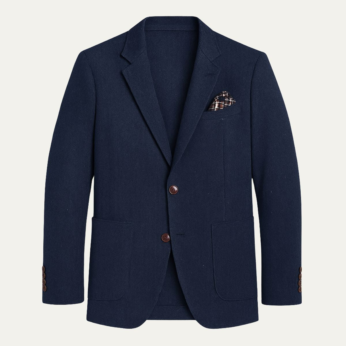 Men's Wool Tweed Blazer Jacket Herringbone Pattern - Vonnera