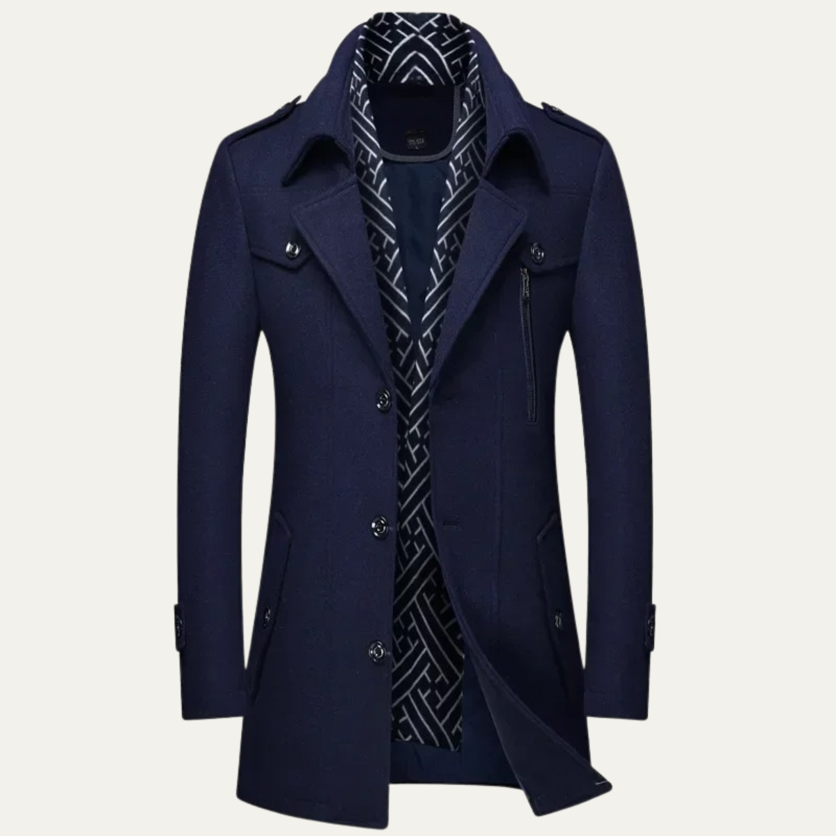 Men's Wool Blend Long Trench Coat Lapel Collar - Vonnera
