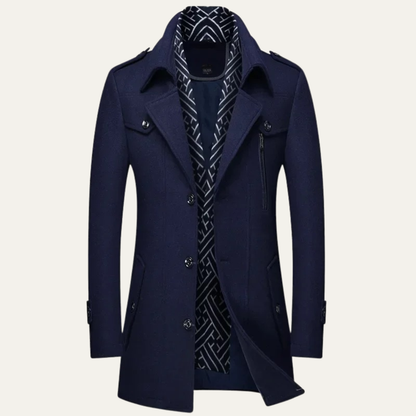 Men's Wool Blend Long Trench Coat Lapel Collar - Vonnera