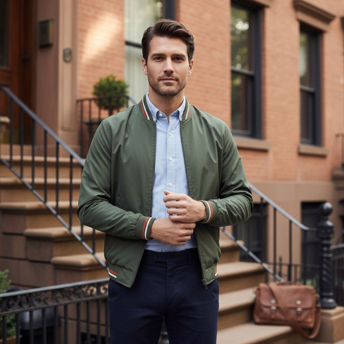 Men's Slim Fit Bomber Jacket Casual Zip Up