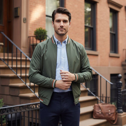 Men's Slim Fit Bomber Jacket Casual Zip Up