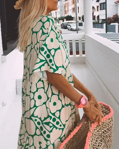 Women's Floral Maxi Dress V Neck