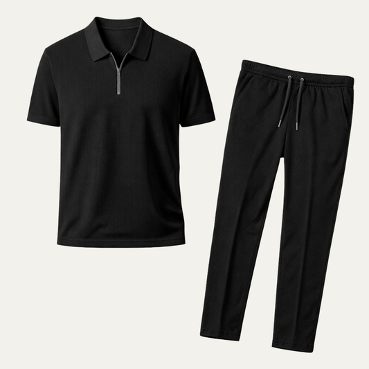 Men's Waffle Textured Short Sleeve And Pants Set - Vonnera