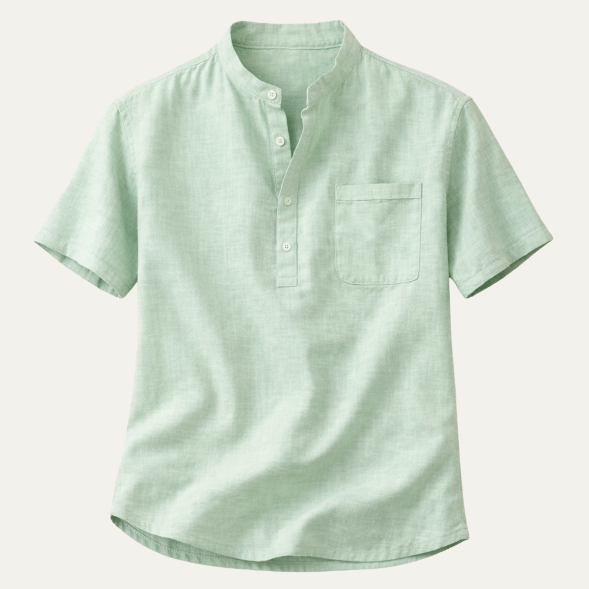 Men's Linen Henley Shirt Classic Summer Beige - Vonnera