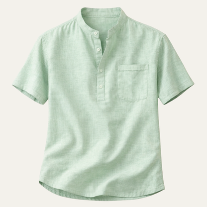 Men's Linen Henley Shirt Classic Summer Beige - Vonnera