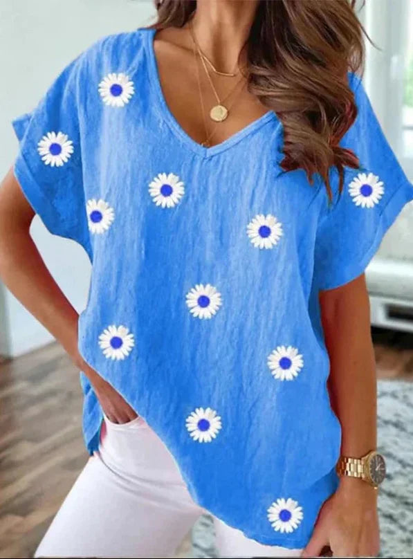 Women's V-Neck T-Shirt Floral Print