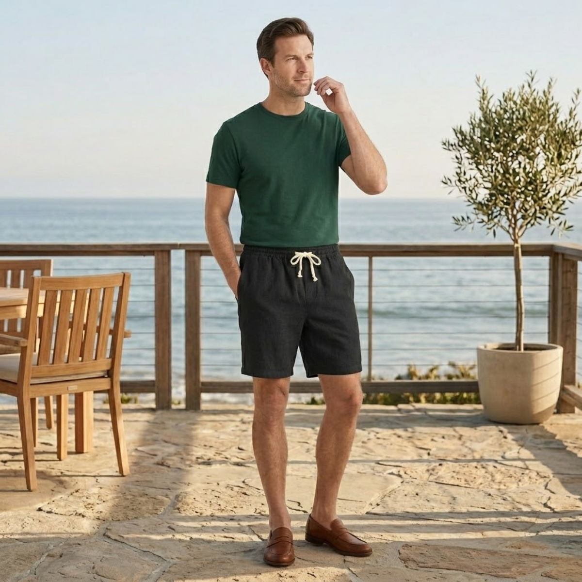 Men's Slim Fit Drawstring Beach Shorts