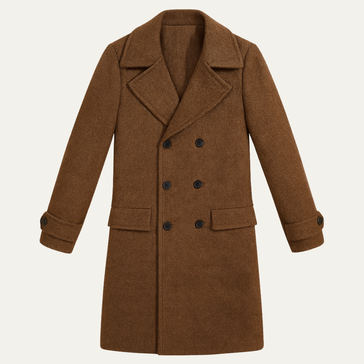 Men's Wool Blend Double Breasted Trench Coat - Vonnera