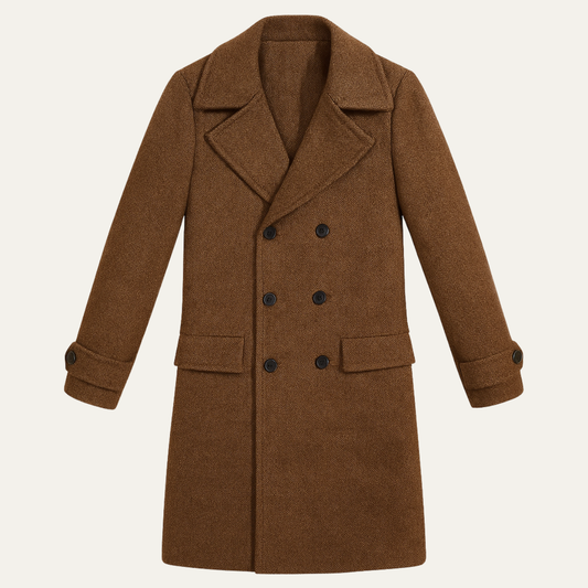 Men's Wool Blend Double Breasted Trench Coat - Vonnera