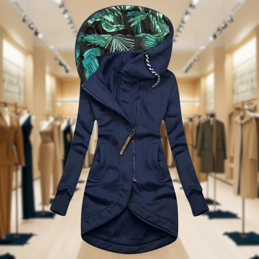 Women's Waterproof Hooded Rain Jacket Lightweight Asymmetric Zip Black - Vonnera