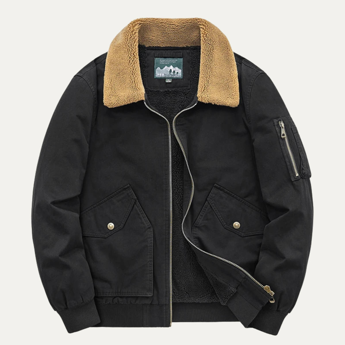 Men's Sherpa Lined Bomber Jacket - Vonnera