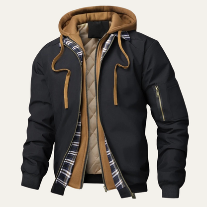 Men's Thick Fleece Bomber Hooded Jacket - Vonnera