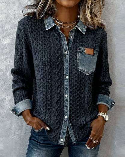 Women's Cable Knit Long Sleeve Blouse