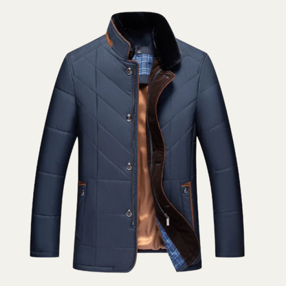 Men's Quilted Winter Jacket Padded Velvet Collar - Vonnera