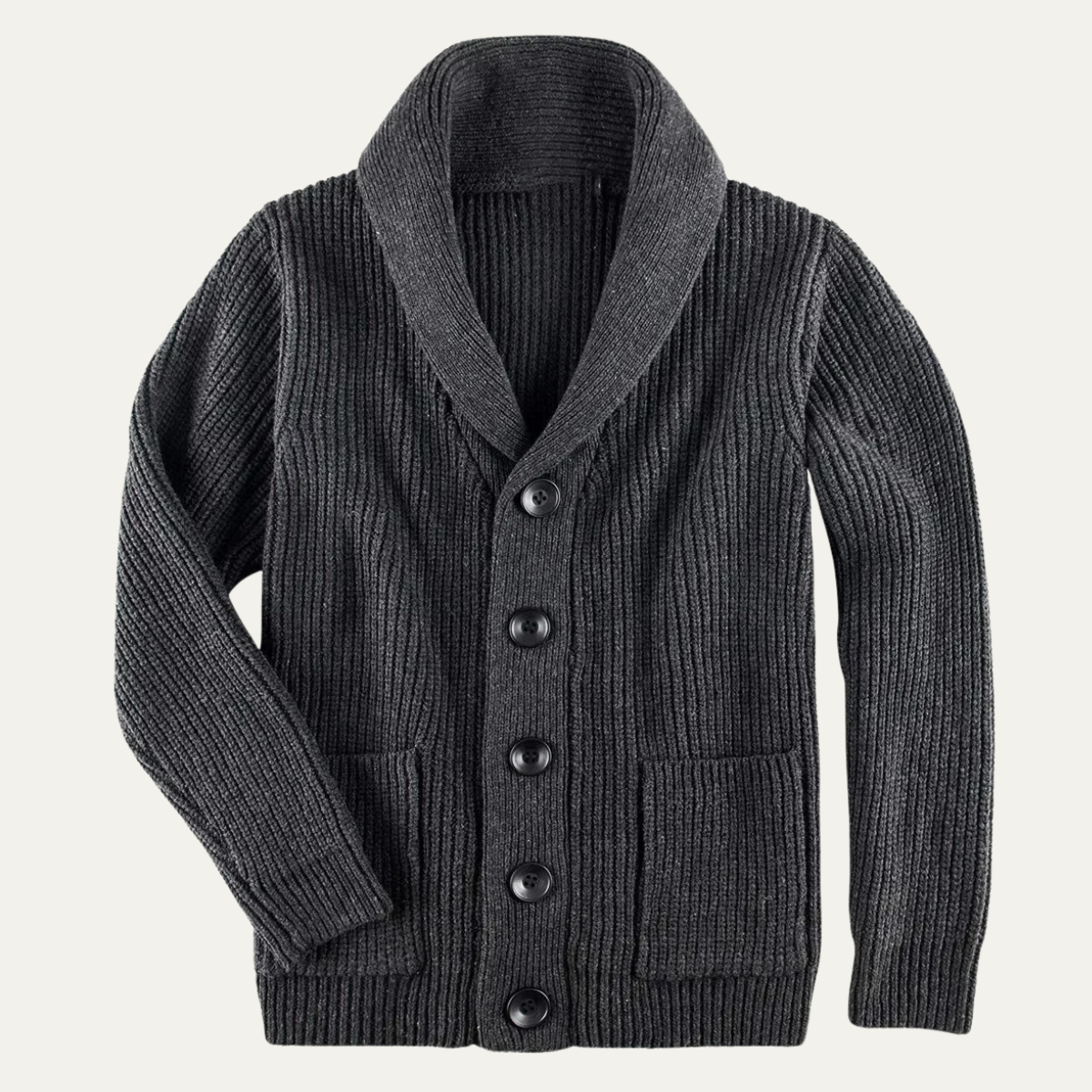 Men's Chunky Knit Cardigan Cotton Blend Shawl Collar - Vonnera