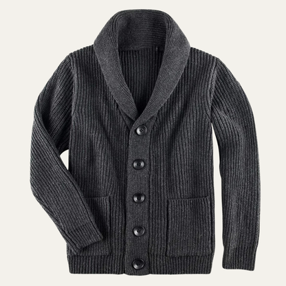 Men's Chunky Knit Cardigan Cotton Blend Shawl Collar - Vonnera