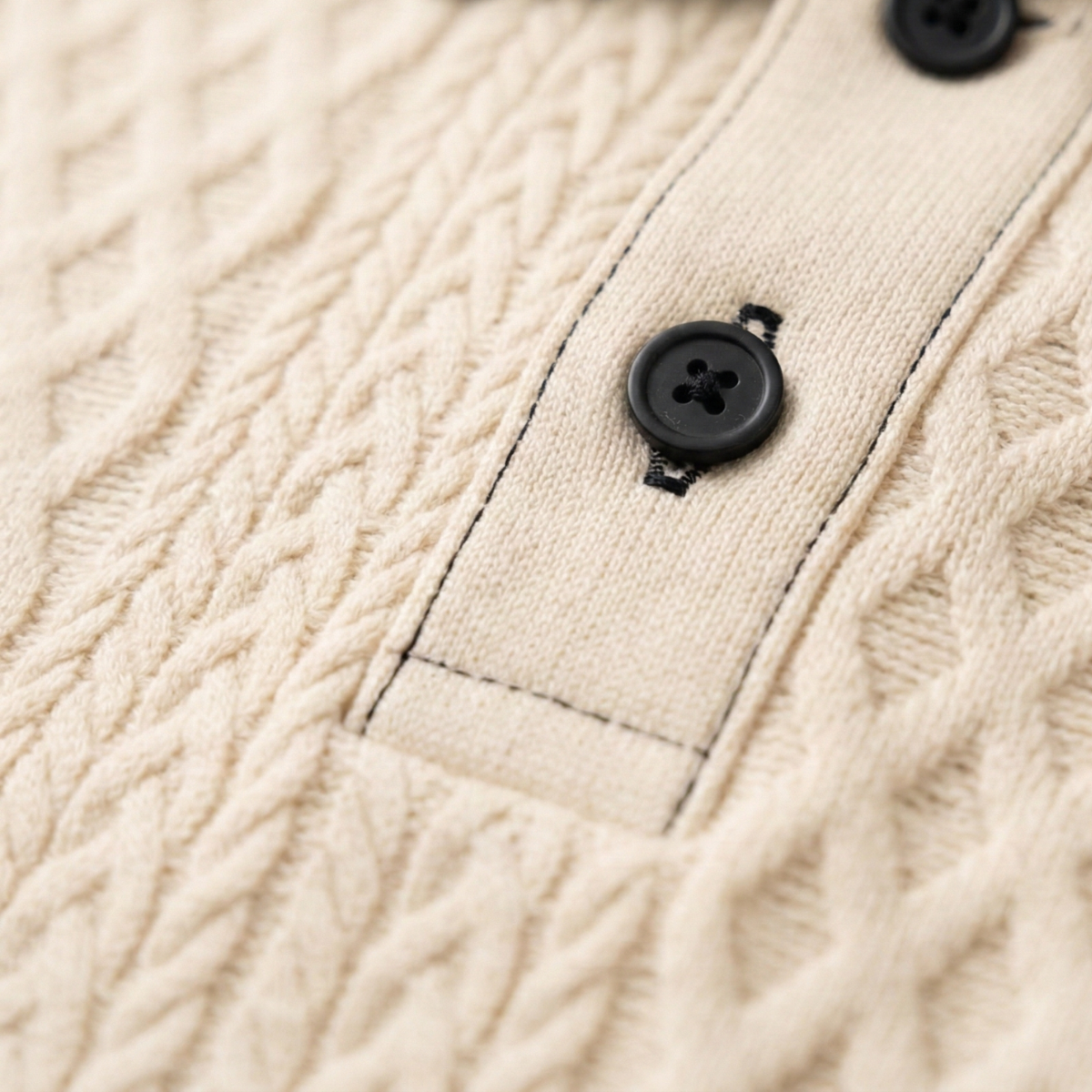 Men's Apricot Knitted Polo Shirt Ribbed Collar