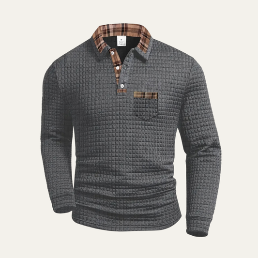 Men's Waffle Knit Polo Sweater - Vonnera