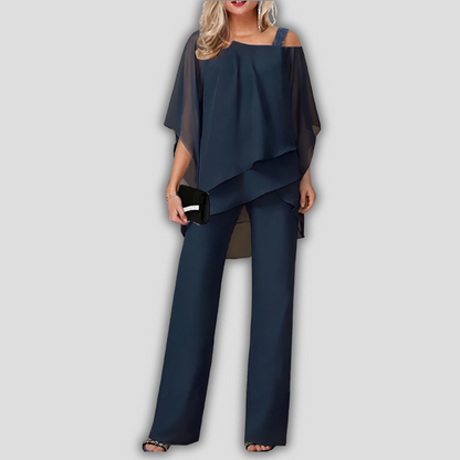 Women's Chiffon Pantsuit Cape 2 Piece - Vonnera