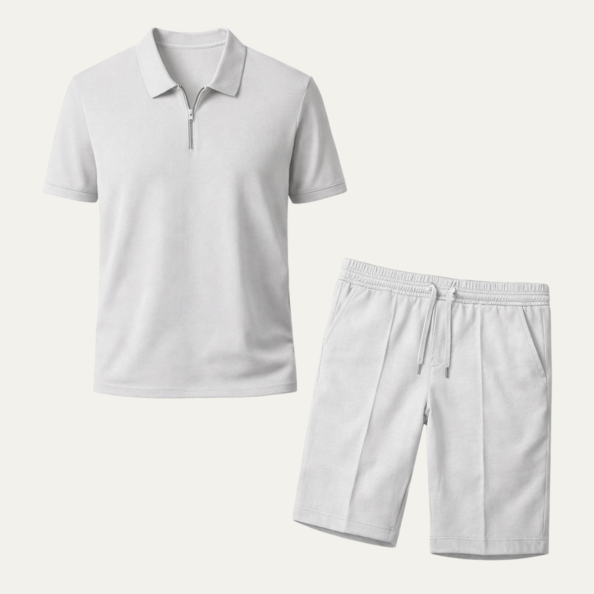 Men's Polo Shirt And Shorts Set Gray - Vonnera