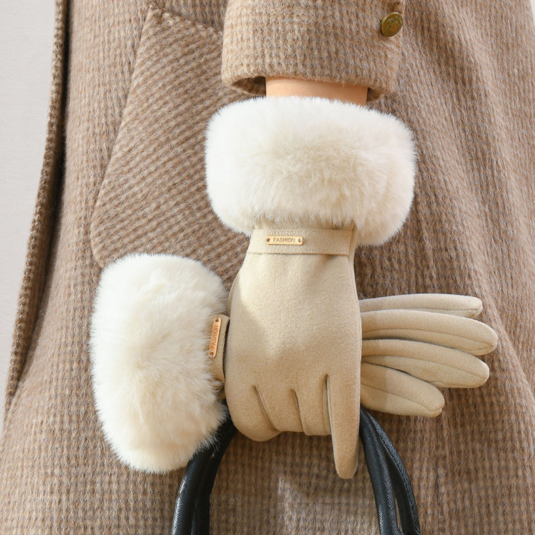 Women's Fitted Winter Gloves Fur Trim Cold Weather - Vonnera