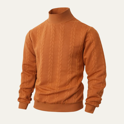 Men's Cable Knit Turtleneck Sweater Warm Ribbed - Vonnera
