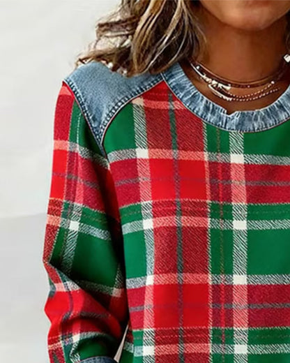 Ainsley Checkered Patchwork Sweatshirt