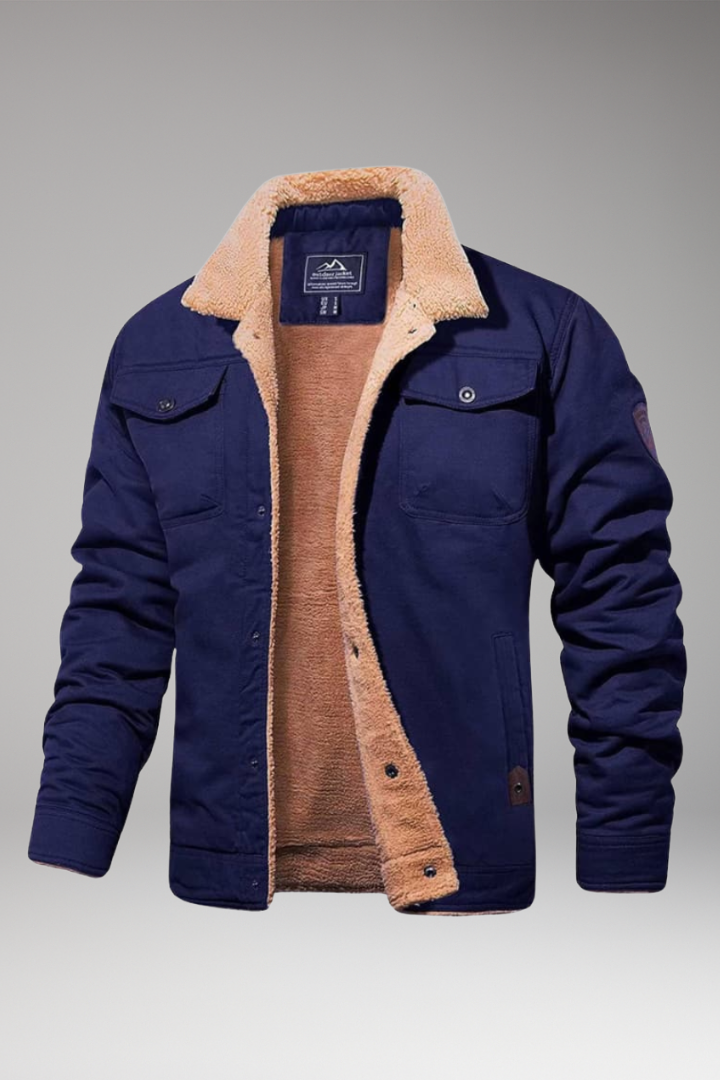 Men's Sherpa Lined Jacket Button Closure - Vonnera