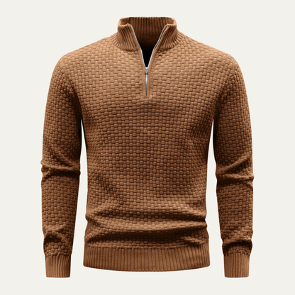 Men's Textured Knit Half Zip Jumper - Vonnera