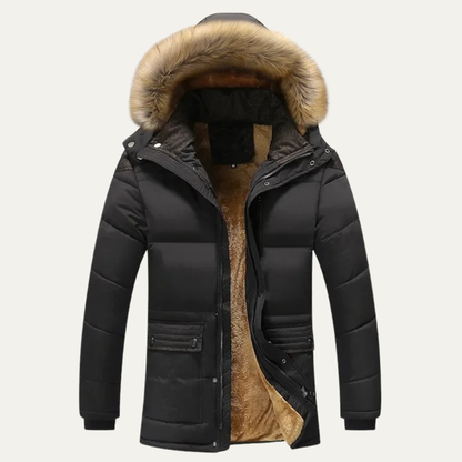 Men's Hooded Fur Parka Jacket - Vonnera