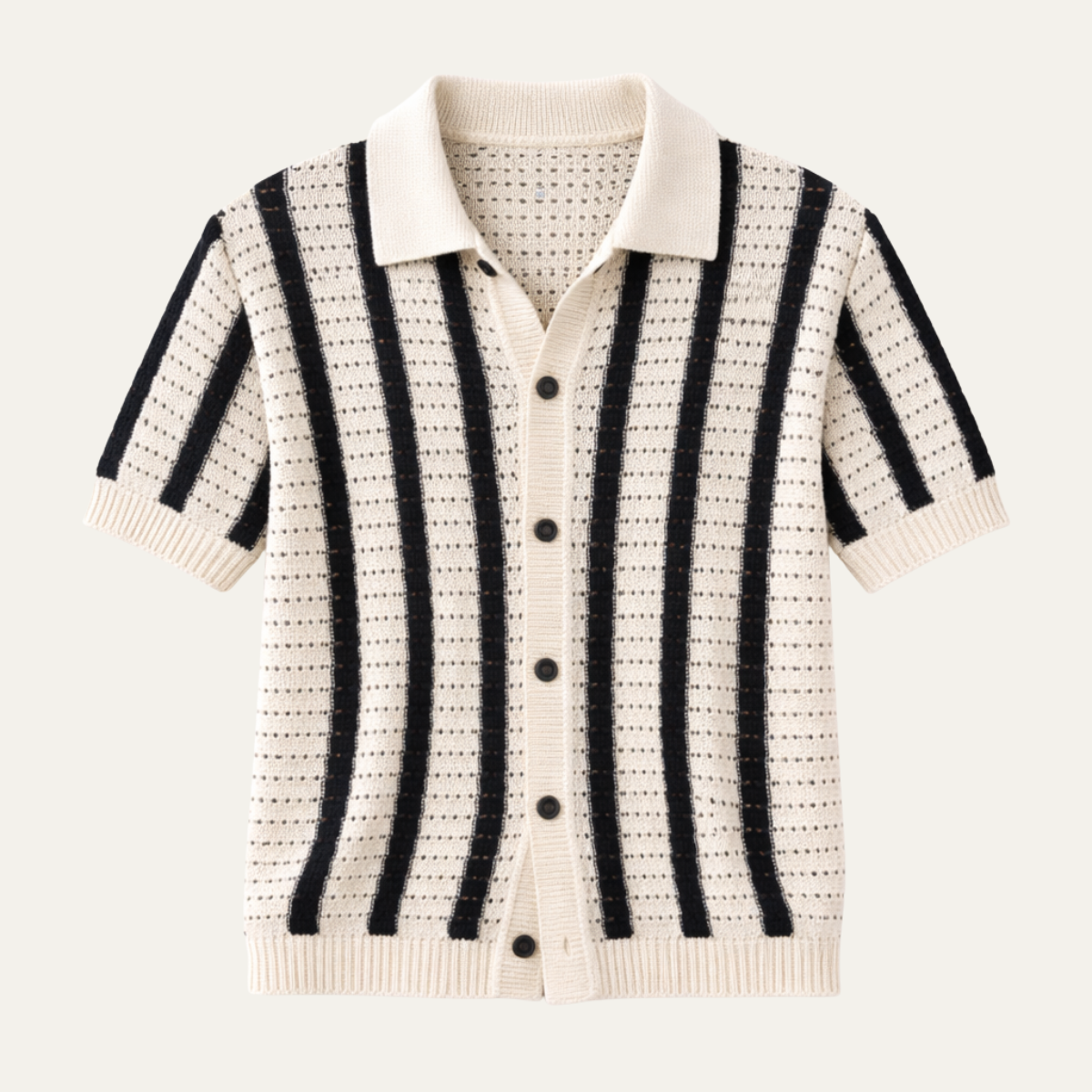 Men's Breathable Striped Polo Shirt - Vonnera
