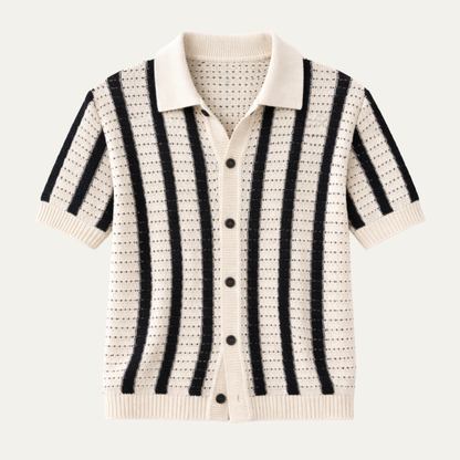 Men's Breathable Striped Polo Shirt - Vonnera
