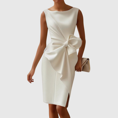 Women's Sleeveless Midi Dress Bow Detail Navy