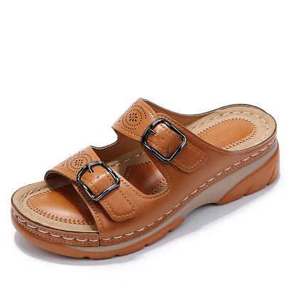 Women's Wedge Sandals Double Buckle Comfortable