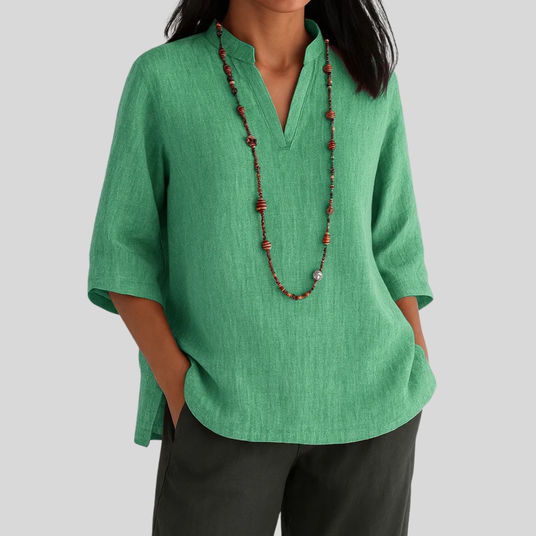 Women's V-Neck Blouse Three-Quarter Sleeve - Vonnera