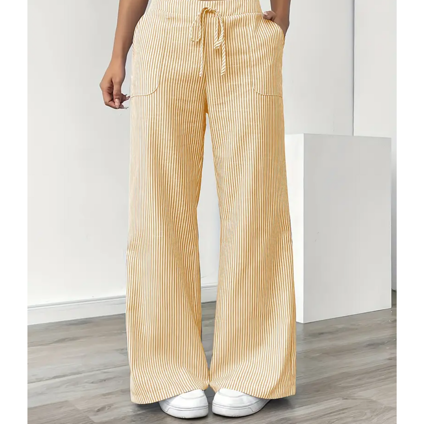 Women's Striped Pants With Pockets - Vonnera