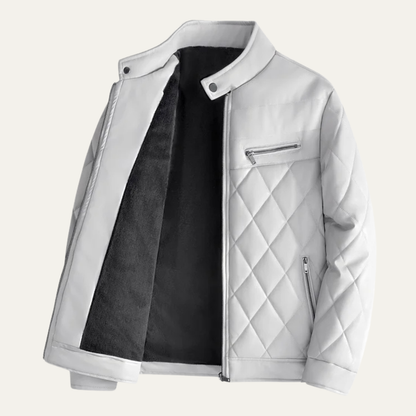 Hampton Men's Leather Biker Jacket Quilted Black - Vonnera