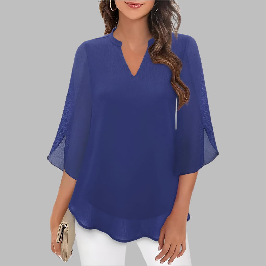 Women's V Neck Summer Petal Sleeves - Vonnera
