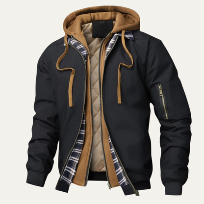 Men's Fleece Lined Hooded Bomber Jacket - Vonnera