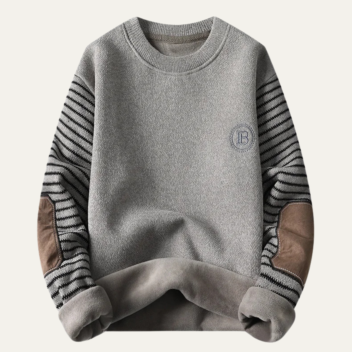Whitlock Men's Fleece Sweater Striped Sleeves Winter - Vonnera