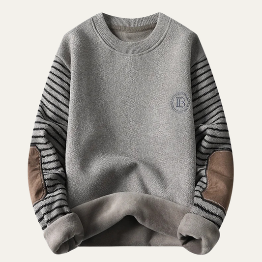 Whitlock Men's Fleece Sweater Striped Sleeves Winter - Vonnera