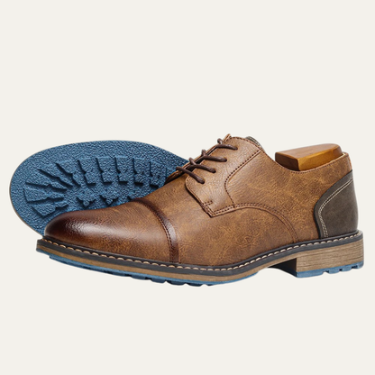 Monferrato Men's Leather Oxford Shoes Lace Up Brown - Vonnera