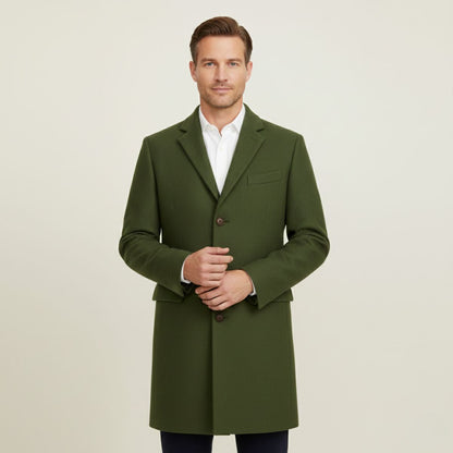 Men's Wool Blend Overcoat Single Breasted Navy