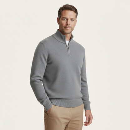 Men's Wool Quarter Zip Sweater Soft Knit