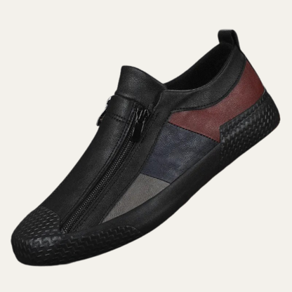 Men's Leather Sneakers Zip Black - Vonnera