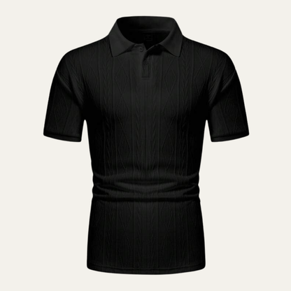 Men's Textured Polo Shirt Casual Button Up - Vonnera