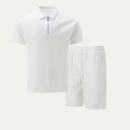 Men's Casual Summer Shirt And Shorts Set Solid Color - Vonnera