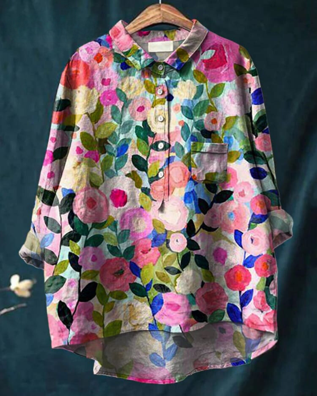Women's Floral Print Blouse Button Front - Vonnera